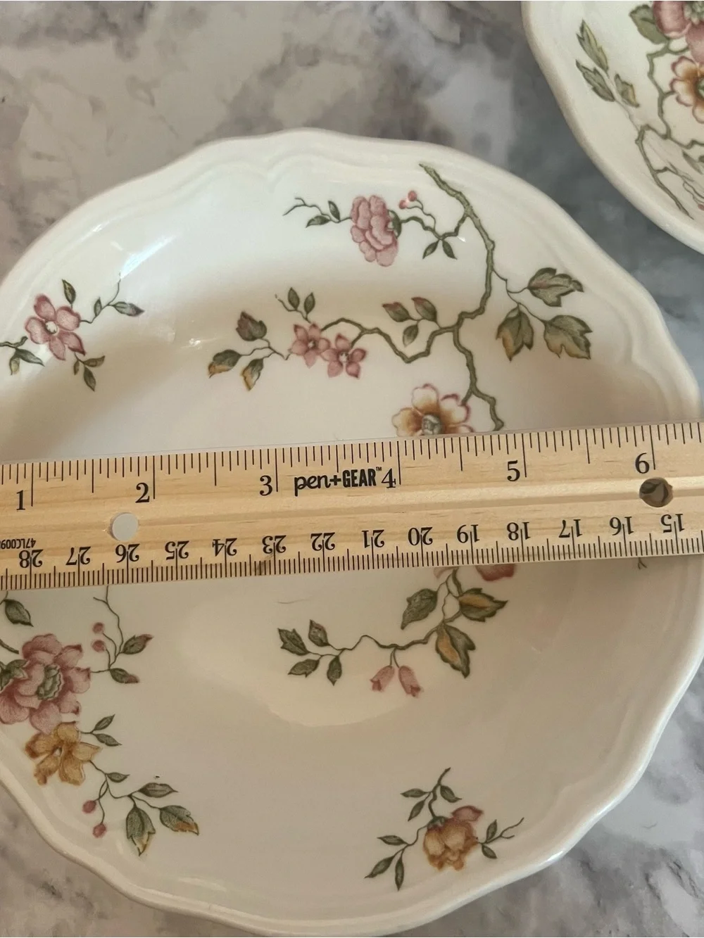 Vintage Cream Ceramic Serving Bowls with Pink and Yellow Floral Motif - Set of 2